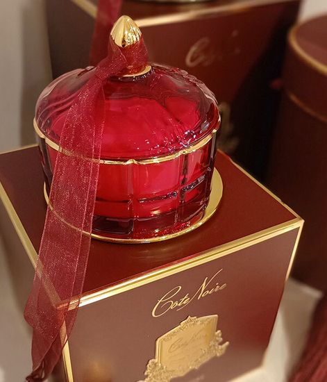 Удовая роза, красная свеча Арт-деко с кисточкой, Cote Noire