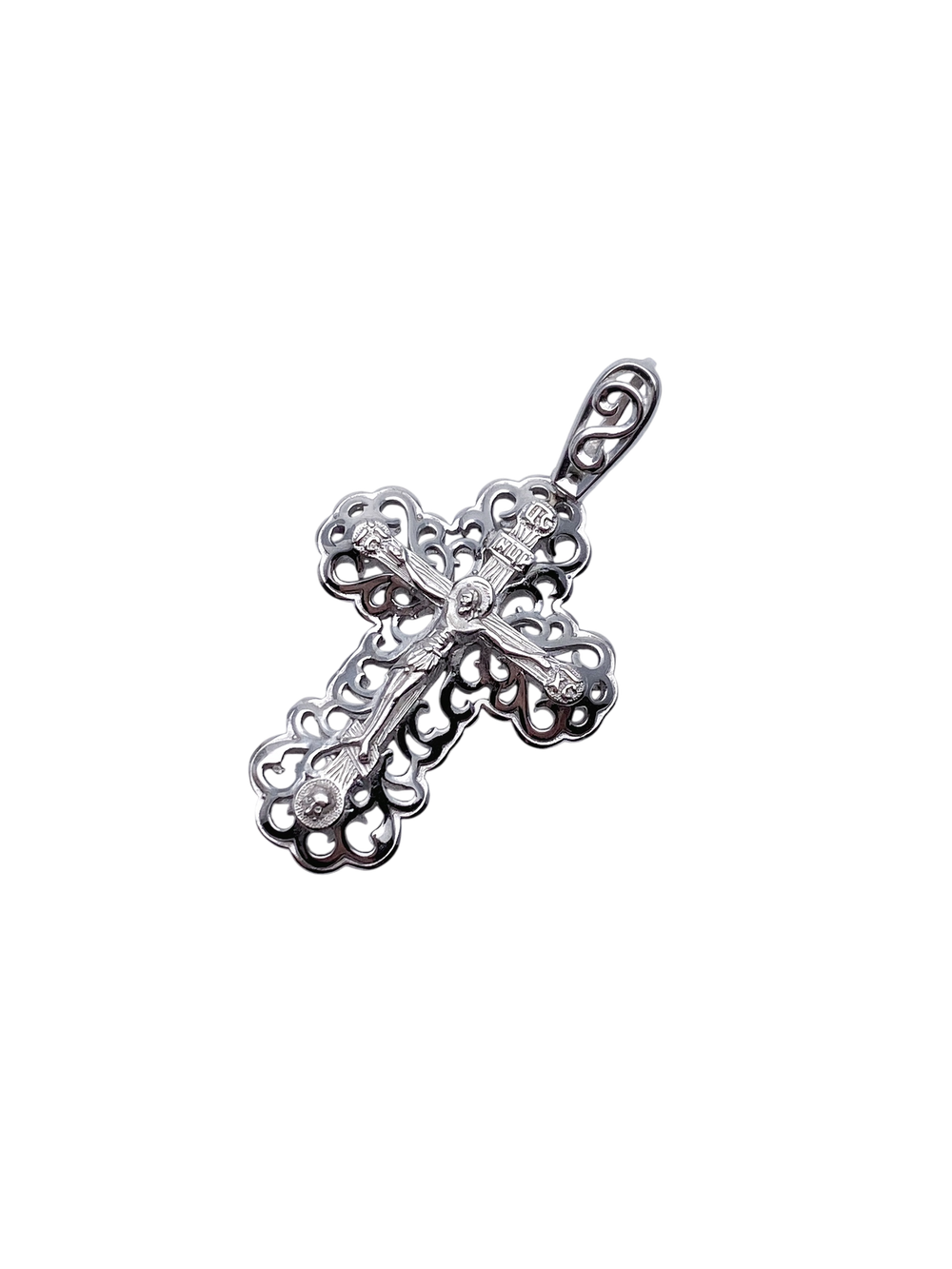 Крест из серебра/Родий/С подвижным ухои