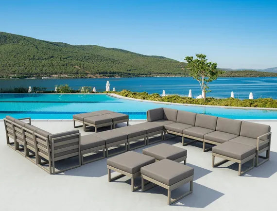 Комплект угловой уличной мебели Mykonos, пластик, бежевый