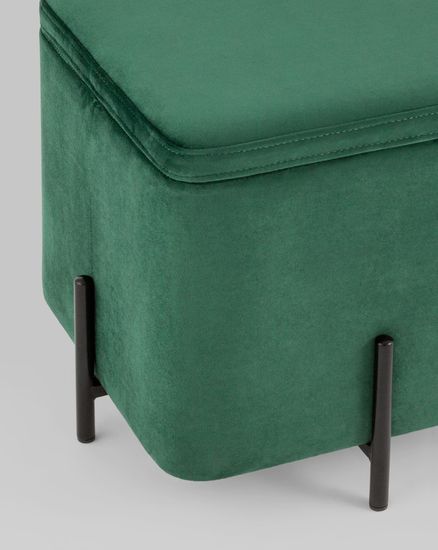 Пуф Грейс квардрат с ящиком велюр зелёный