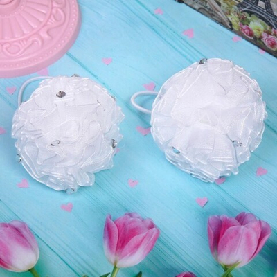 Банты для волос детские 2шт «Кокетка - Magic Girls Mina», со стразами, цвет белый, d-6см