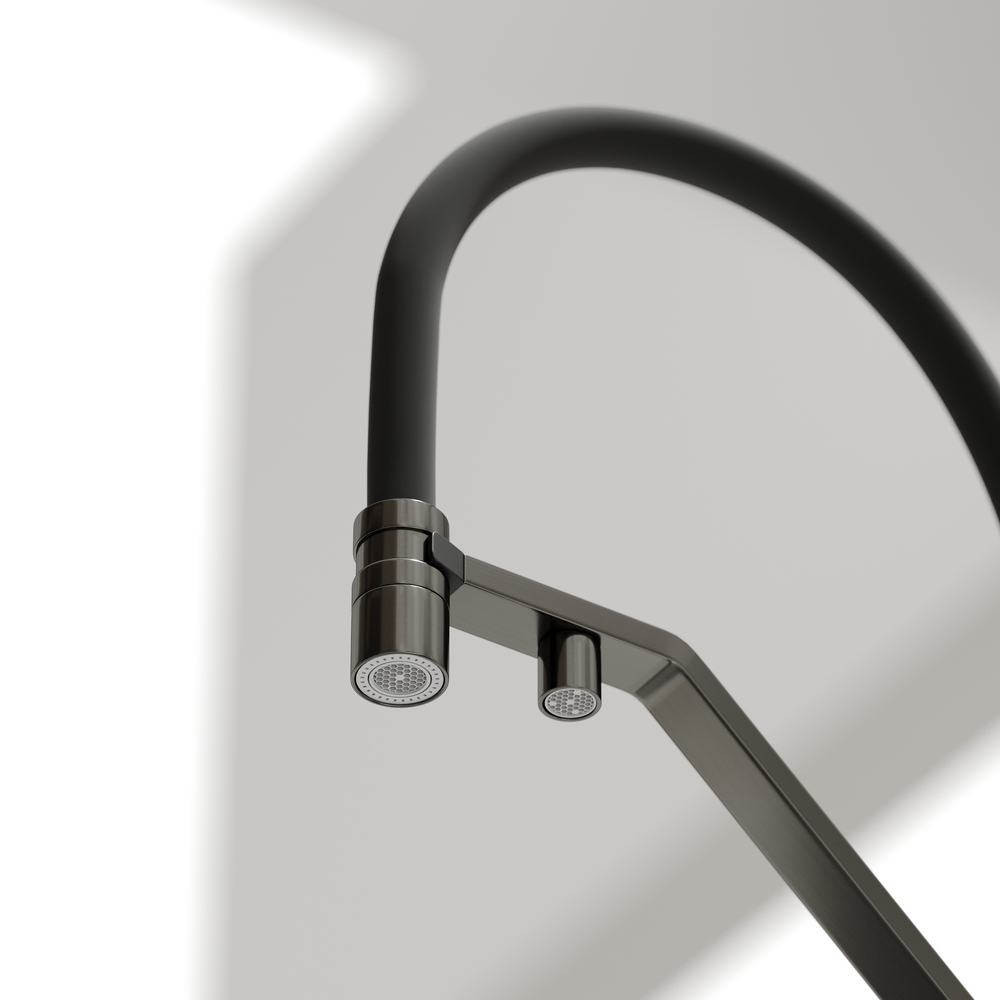 Смеситель для кухни Sancos Loro с гибким изливом, цвет вороненая сталь/черный, арт. SC4007GG