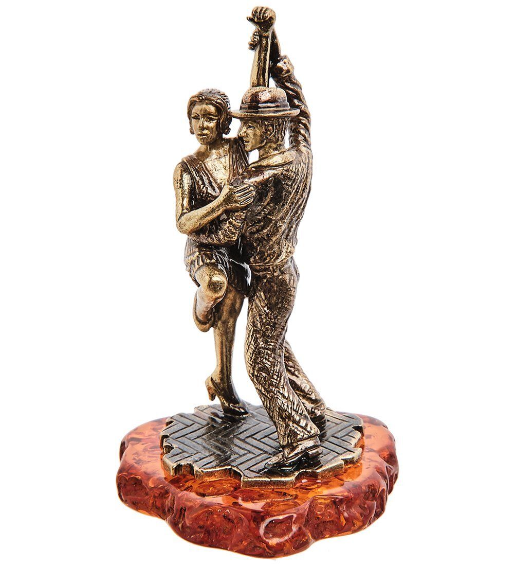 Народные промыслы AM-3125 Фигурка «Парочка Ча-ча-ча» (латунь, янтарь)