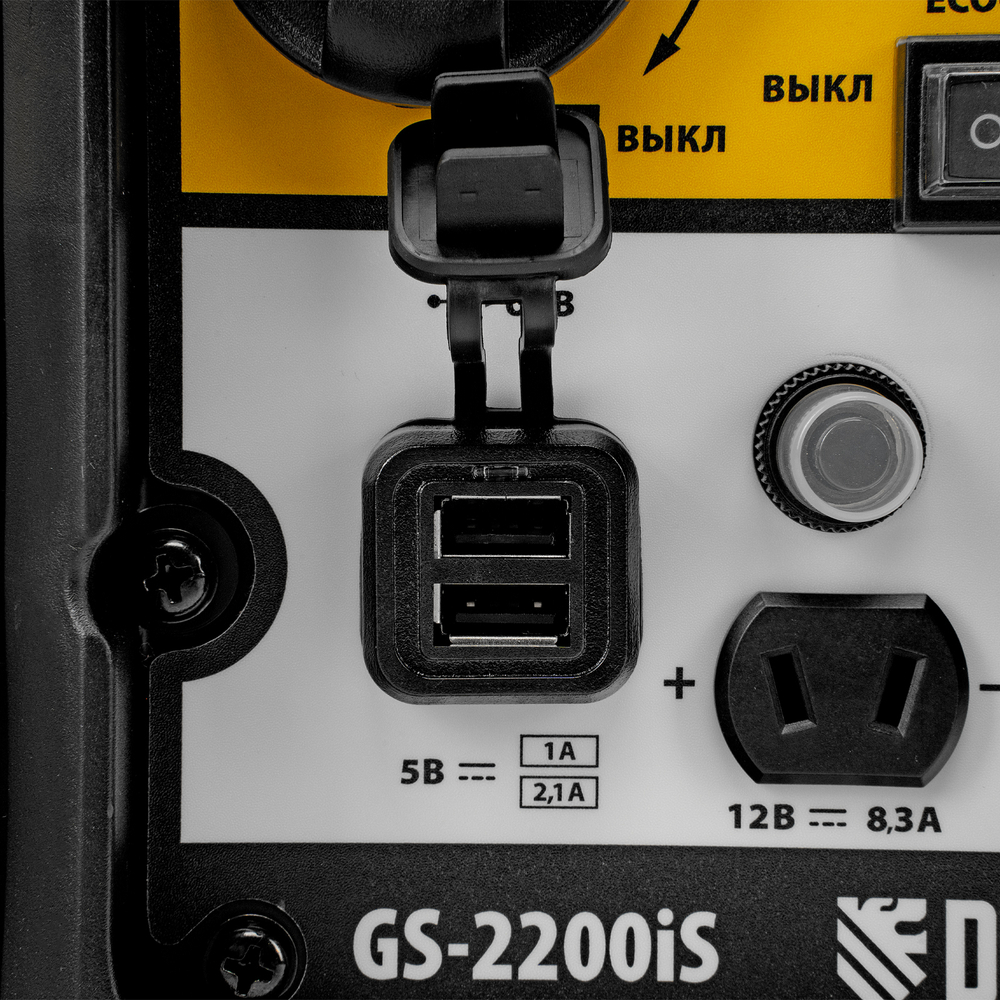 Генератор инверторный GS-2200iS, 2,2 кВт, 230 В, закрытый корпус, ручной старт DENZEL