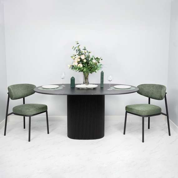 Стул Arvo серо-зеленый шенилл с черными ножками