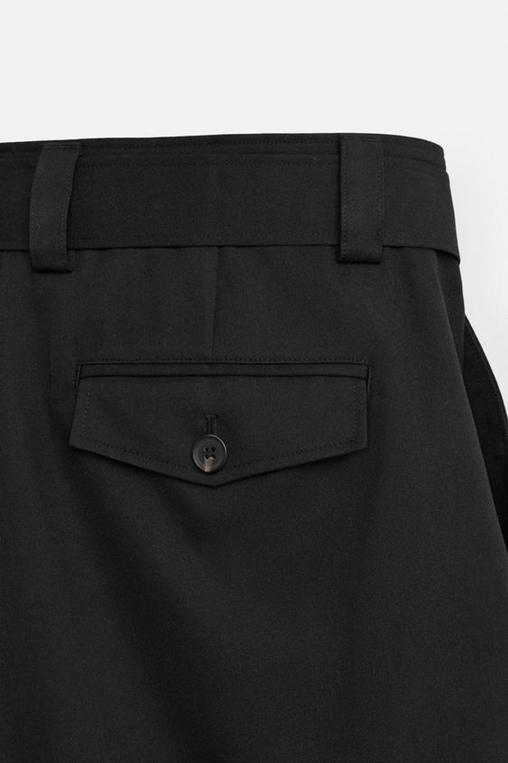 ZARA ШОРТЫ-БЕРМУДЫ WIDE FIT С РЕМНЕМ, ЧЕРНЫЙ