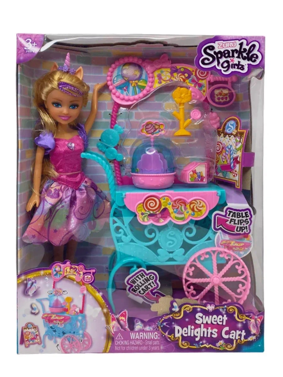 Кукла единорог с тележкой для сладостей