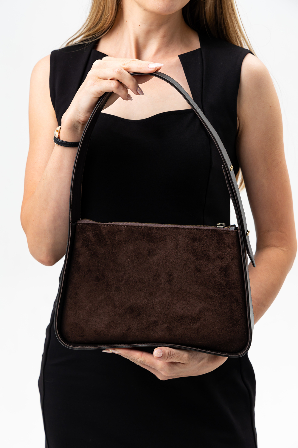 Louis Lefevre Сумка женская натуральная кожа замша через плечо средняя коричневая