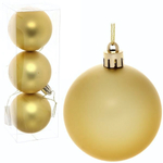 Новогодние шары 6 см (набор 3 шт) "Матовый", золотой (Серпантин)