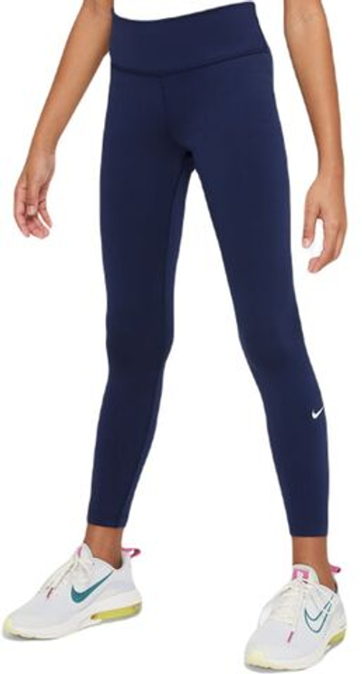 Штаны для девочки теннисные Nike Girls Dri-Fit One Legging - midnight navy/white