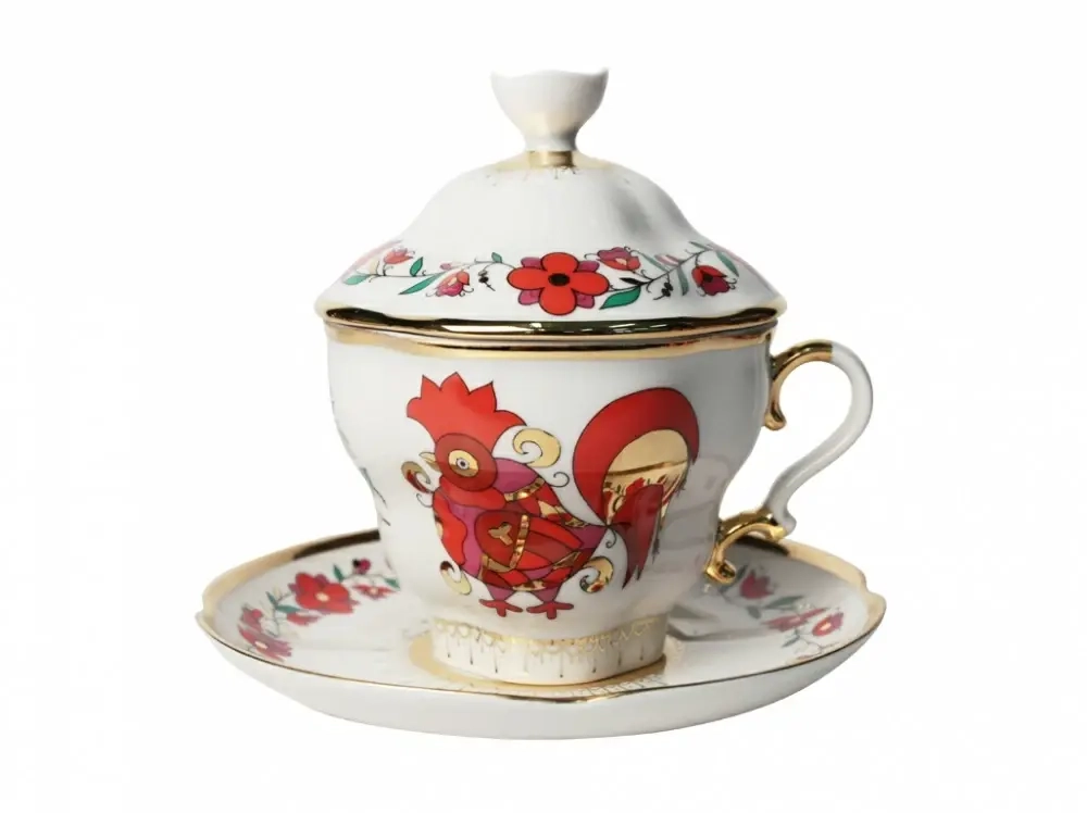 Чашка с блюдцем и с крышкой чайная 250 мл форма Подарочная-2 рисунок Сувенир арт. 81.10319.00.1