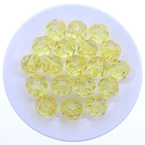 Акриловые бусины шарик граненый 8/10 мм, цвет: Желтый, уп/500 гр