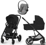 Коляска Cybex Balios S Lux BLK 2025 Cloud G i-Size Stone Grey Plus 3 в 1 Moon Black с дождевиками