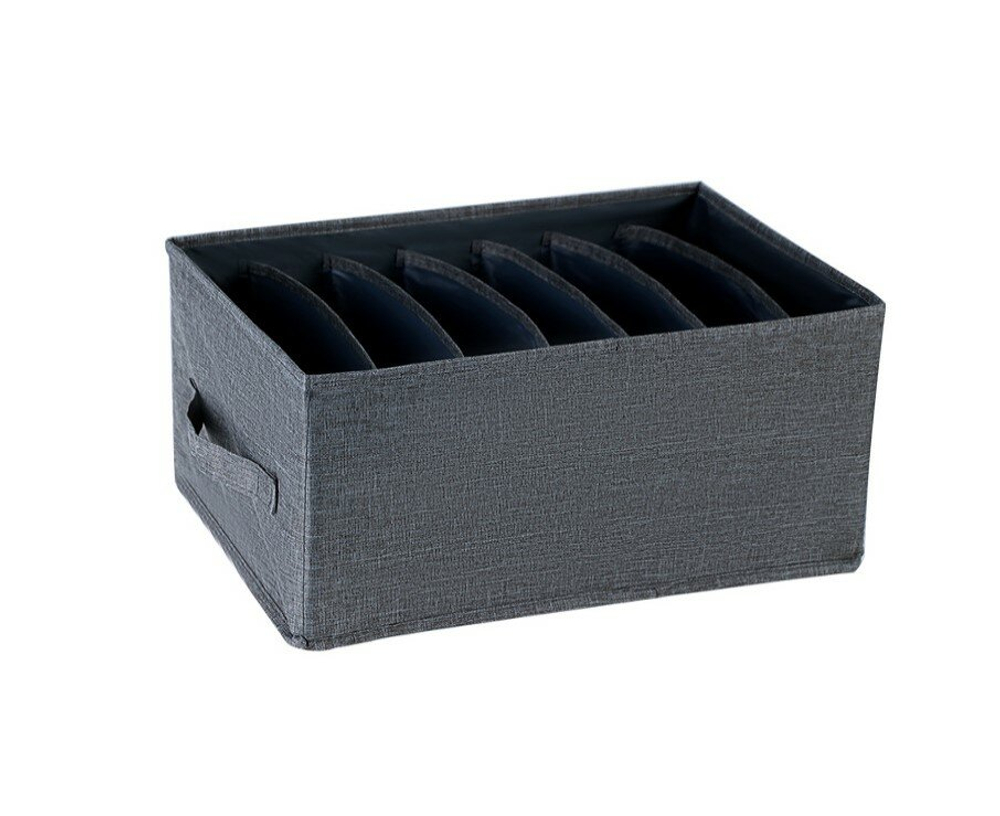 Органайзер для хранения вещей одежды, коробка для полотенец белья 7 отсеков, ящик для хранения 36х25х20см, серый