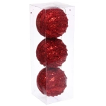 Новогодние шары «GLAME - Блестящий мир» 8 см (набор 3 шт), Красный