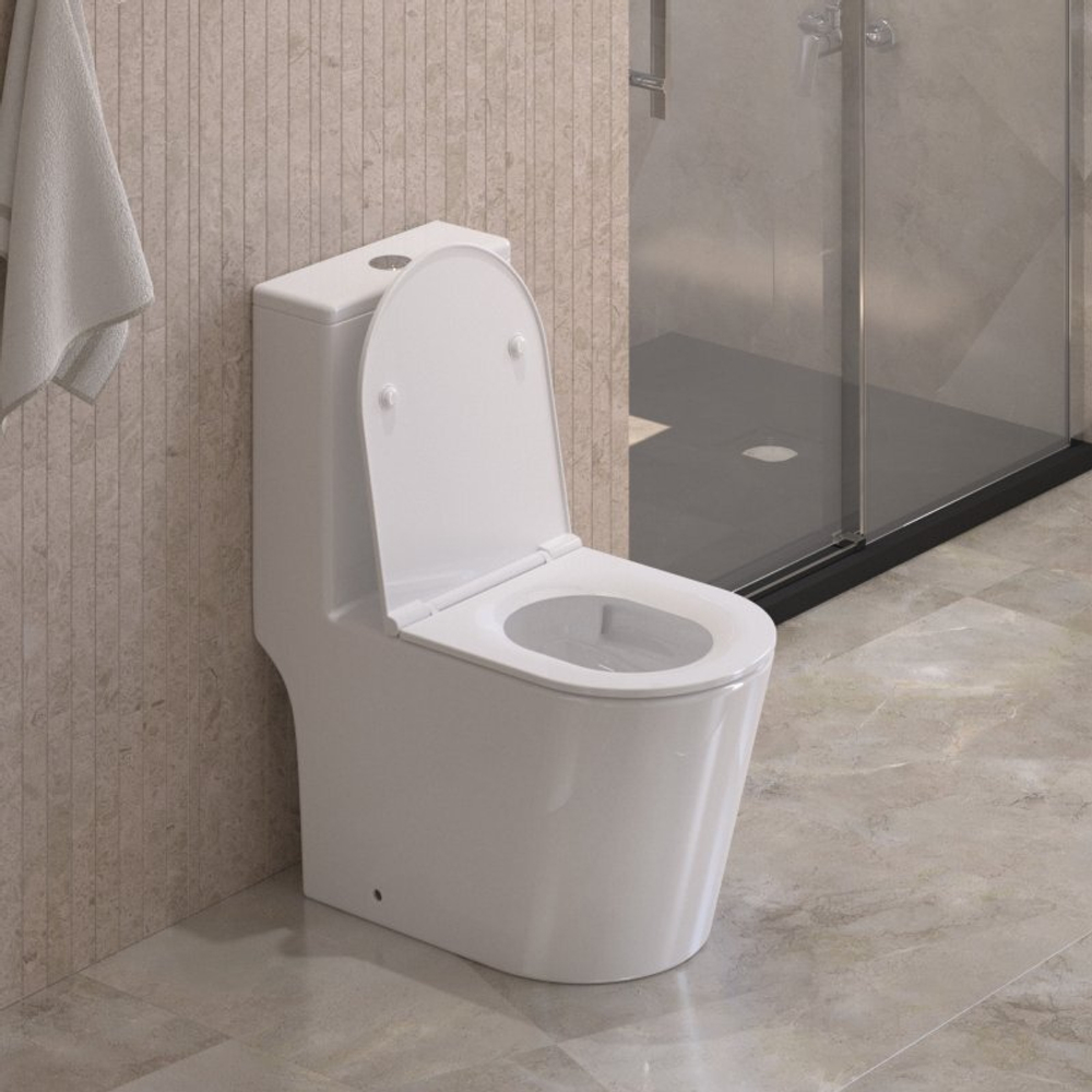 Унитаз-моноблок безободковый BelBagno Tre BB673CP-MN-TOR/SC с крышкой-сиденьем микролифт, белый