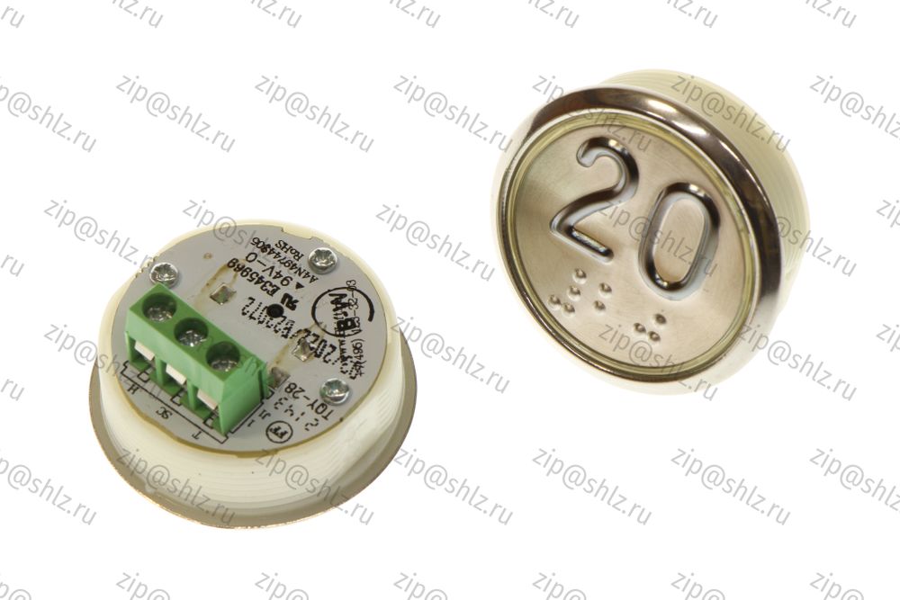 Кнопка (кнопочный модуль) BBP-R331-CMPLT-D-W &quot;20 этаж&quot;, круглая, динамическая белая подсветка, Брайль.