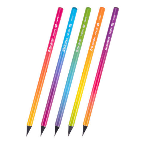 Карандаш чернографитный BRAUBERG "GRADE", 1 шт., HB, корпус ассорти, 181757