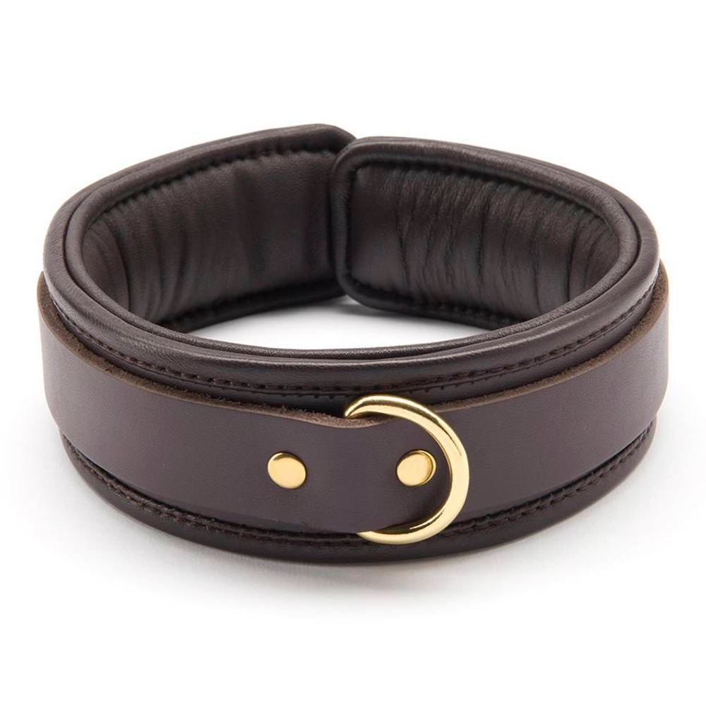 Коричневый плотный кожаный ошейник (Цвет: коричневый)