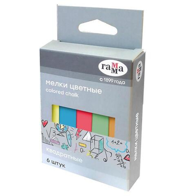 Мел цветной школьный 6шт. квадратн.(Гамма)