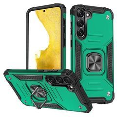 Противоударный чехол для Samsung Galaxy A24 зеленый с пластиной для магнитного автодержателя и кольцом подставкой, чехол на Самсунг Галакси А24