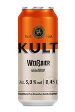 Белорусское пиво &quot;KULT Weissbier&quot; пшеничное нефильтрованное 0,45л. ж/б Крыница - купить с доставкой по Москве и области