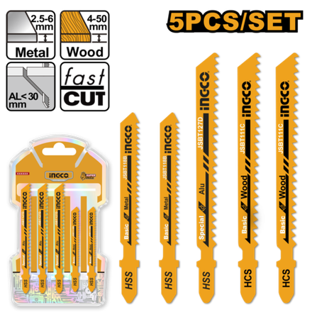 Набор пильных полотен для лобзика INGCO AKJ0051 5 шт.