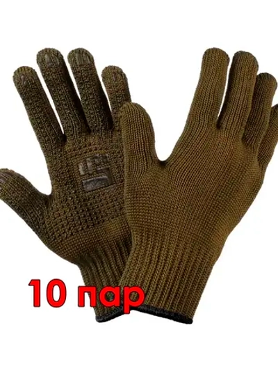 Перчатки рабочие ПВХ 10 класс олива 6-10-2С-ОЛ