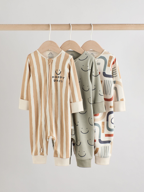 Комбинезон / Cлип для малышей Next AW3-066, 3 шт., Оливковый, Бежевый