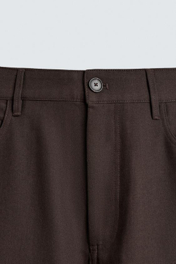 ZARA БРЮКИ STRAIGHT FIT, ШОКОЛАДНЫЙ