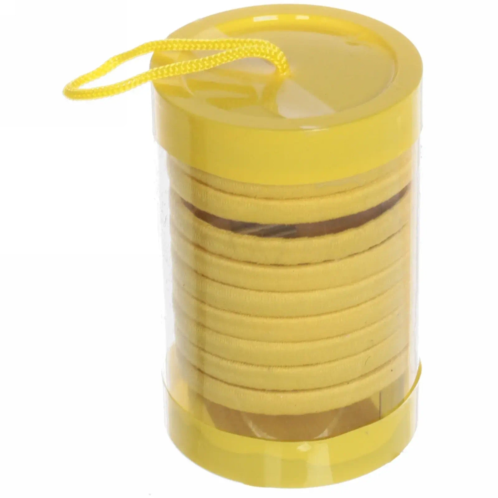 Резинки для волос в тубе 9шт «Кокетка - Классика», однотонные, цвет желтый, d-5 см