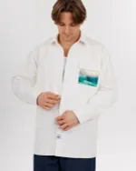 Купить Рубашка Kefirmaykifer Айвазовский хлопковая белая Рубашка Kefirmaykifer Айвазовский хлопковая белая