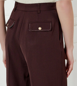 Хлопковые брюки с ремешком Elisabetta Franchi - коричневый(PA06751E2)