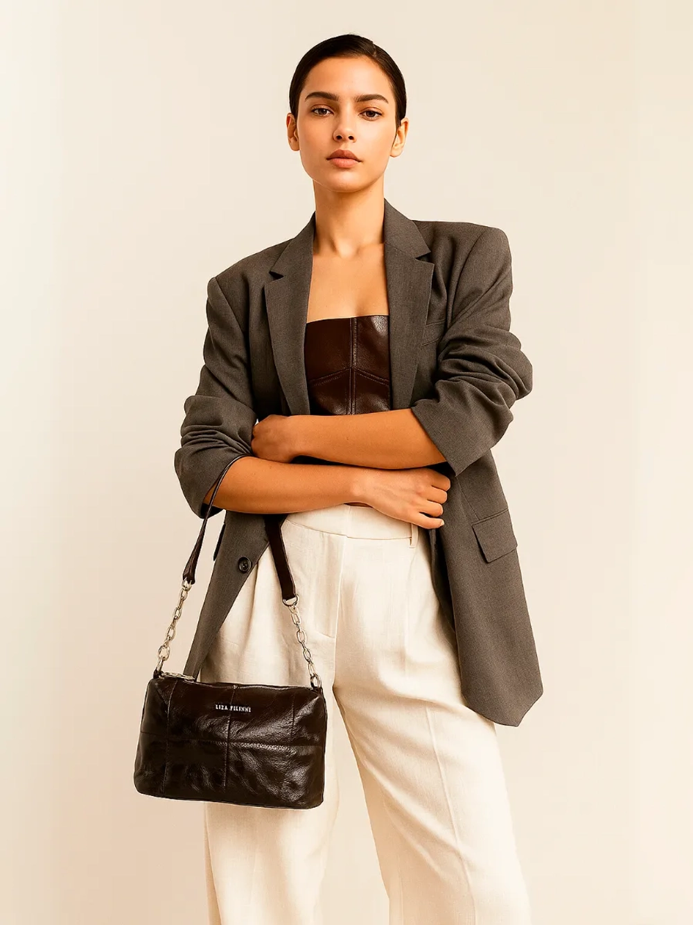 Сумка через плечо маленькая клатч натуральная кожа