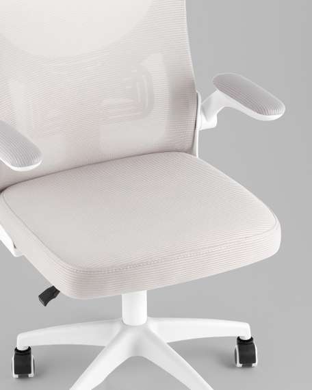 Кресло офисное TopChairs Core серый с подголовником пластик белый