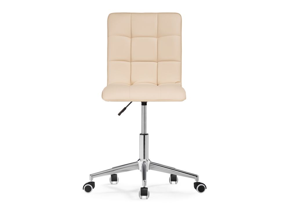 Компьютерное кресло Квадро экокожа бежевая / хром
