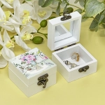 Шкатулка деревянная с зеркалом «МАРЦИПАН», пудровые пионы, 6.5*6.5*4.5см (в коробке)