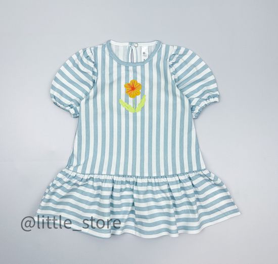Платье хлопковое, Голубая полоска на белом