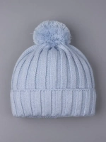 Шапка детская осенняя вязаная с помпоном