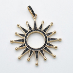 Подвеска Солнце, цвет золото, черные фианиты, размер 37*35 мм + бейл, цена за 1 шт