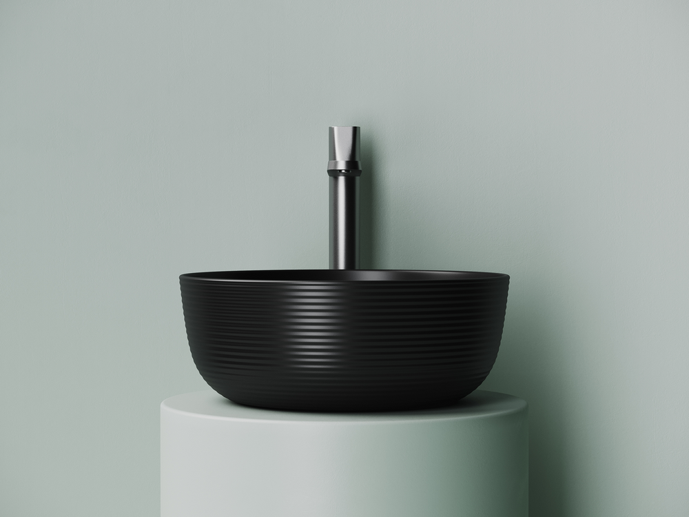 Раковина накладная круглая 356x356x135, цвет черный матовый