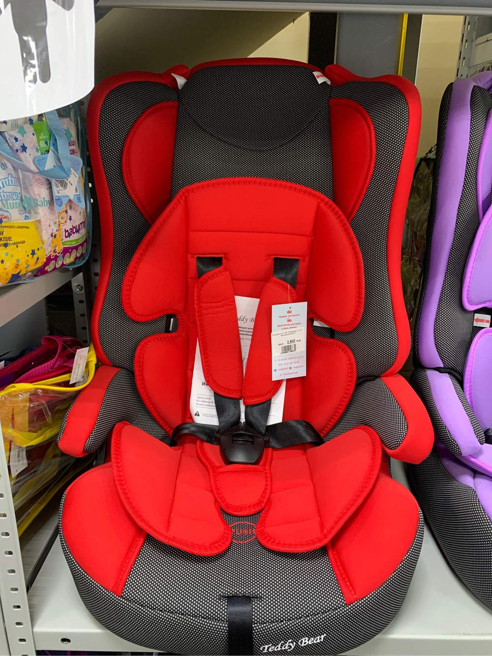 Автокресло 513 RF (Teddy Bear) ПК (17. RED+BLACK DOT)