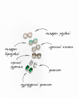 Серьги-пусеты "Льдинки" из серебра с фианитом