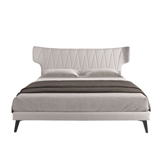 Кровать 7160/GC1801 из светло-серой ткани 180x200