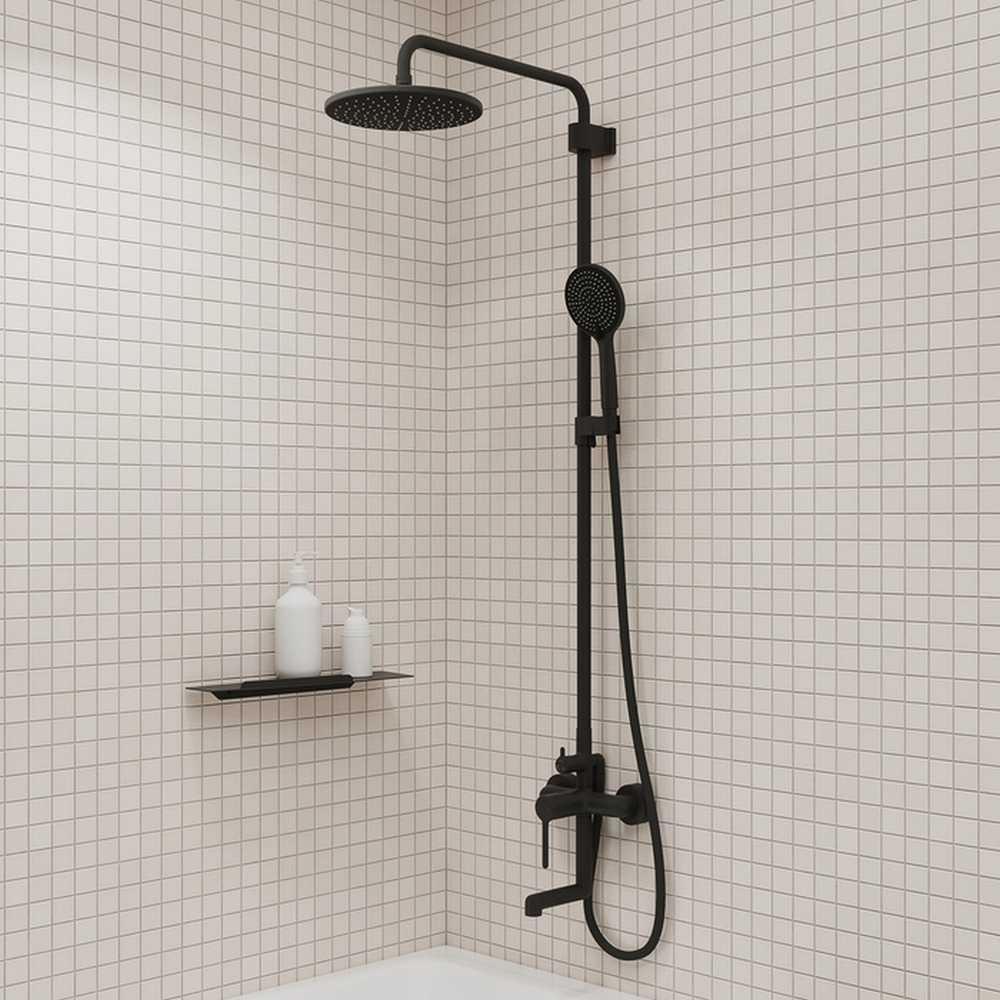 Душевая система 35к IDDIS AIGBL3Fi06 "Aiger" лейка "Тропический душ" ЧЕРНЫЙ матовый