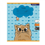 Тетрадь 12л., клетка, Alingar, скрепка, блок офсет, 100% белизна, мелованный картон (стандарт), "Котики"