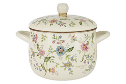 Кастрюля с крышкой 20см 4.3л Ejiry Цветы Provence молочная