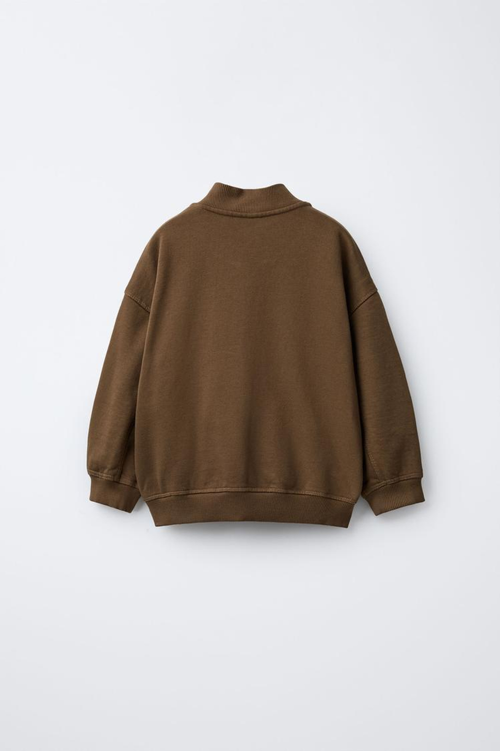 ZARA ФЛИСОВЫЙ БОМБЕР С ЛОГОТИПОМ, СВЕТЛО-КОРИЧНЕВЫЙ