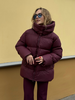 Пуховик Рокет миди свекольный