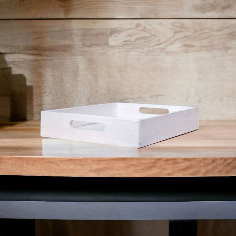 Поднос, 38х38, Флоутард, столик для завтрака в постель, для кухни, деревянный, белый, Dipriz